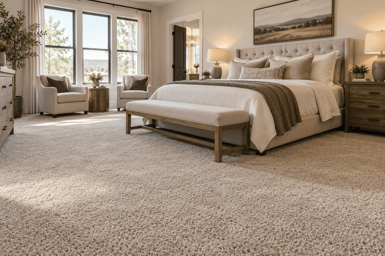 Carpet flooring samples on display at Somervell Floors showroom in Granbury, TX